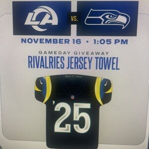 Los Angeles Rams Rivalries Jersey Towel with Number 25